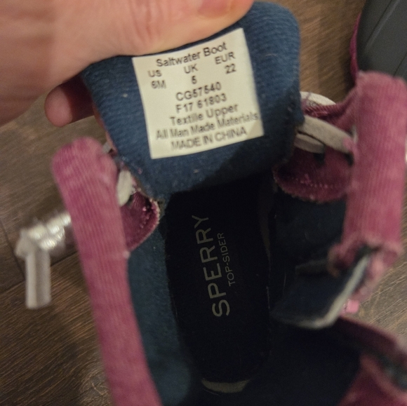 Sperry Girl’s 6mo Purple Black Lace Up Rain Duck Boots - Picture 6 of 6
